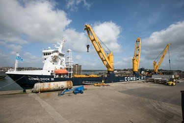 The Combi Dock III is the largest vessel to berth at Pembroke Port