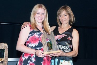 Sara Andrew, PR and Communications Executive at the Port of Milford Haven, was presented with an Arts & Business Cymru Award by Anna Ryder-Richardson