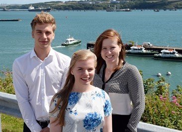 Scholarship winners Benjamin Pepper, Harriet Sleight and Sian Thomas completed work placements at the Port during the summer