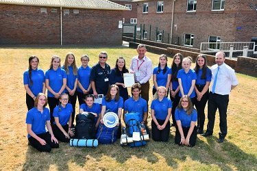 Milford Haven School DofE participants with Dave Somerville, DofE Pembrokeshire; Emma Hutchings, Port of Milford Haven; Ian Gwilym, DofE Wales and Gareth Williams, Milford Haven School